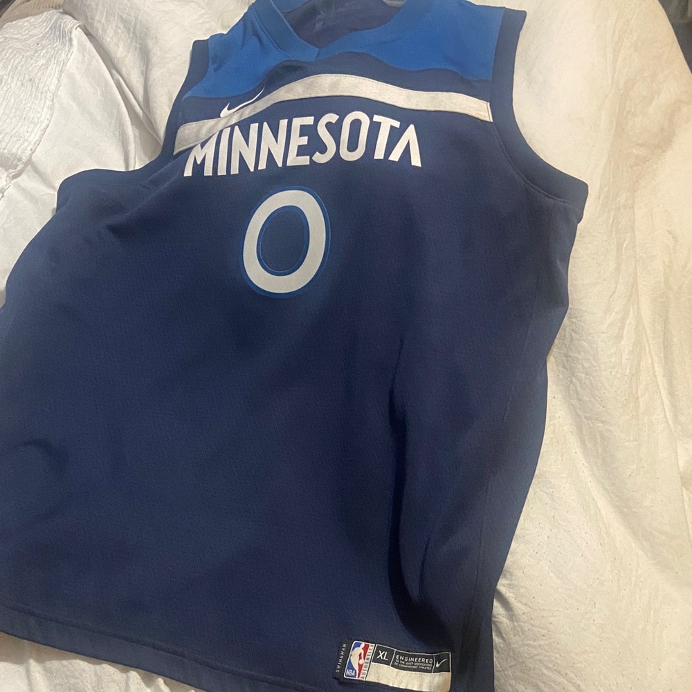 NBA Minnesota Timberwolves Navy Blue and Light Blue Basketball Jersey #0